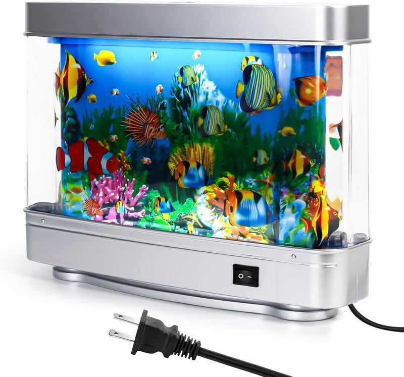 Soobeeke Fake Fish Tank Baby Aquarium - Artificial Fish Lamp with Moving Tropical Fish - LED Sensory Aquarium Light for Bedroom, Office, Kids, and Cat Lovers - Relaxing Night Light & Stress Reliever - Image 1